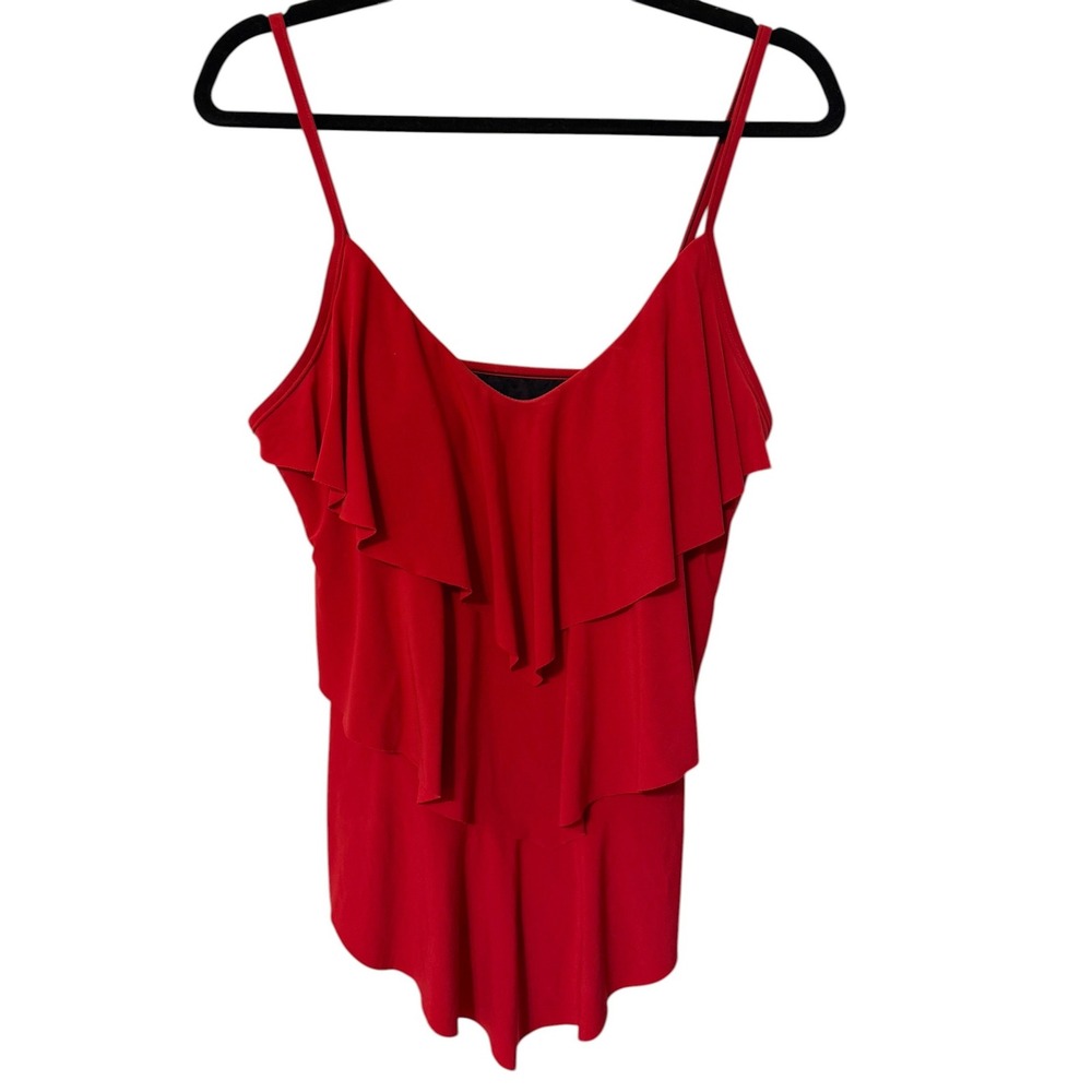 Magicsuit Tankini Top Womens 8 Red Ruffle Tiered Adjustable Strap‎ Swimwear